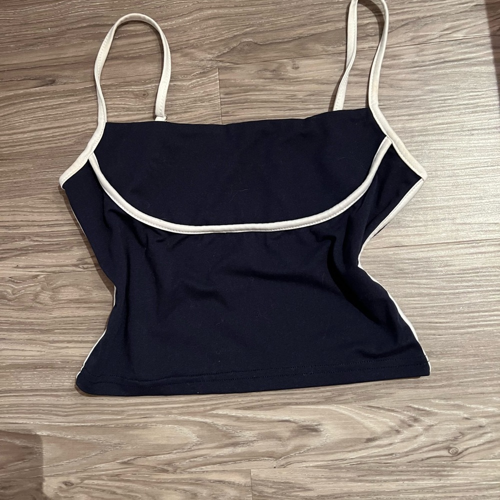 Women's Black and White Trim Top